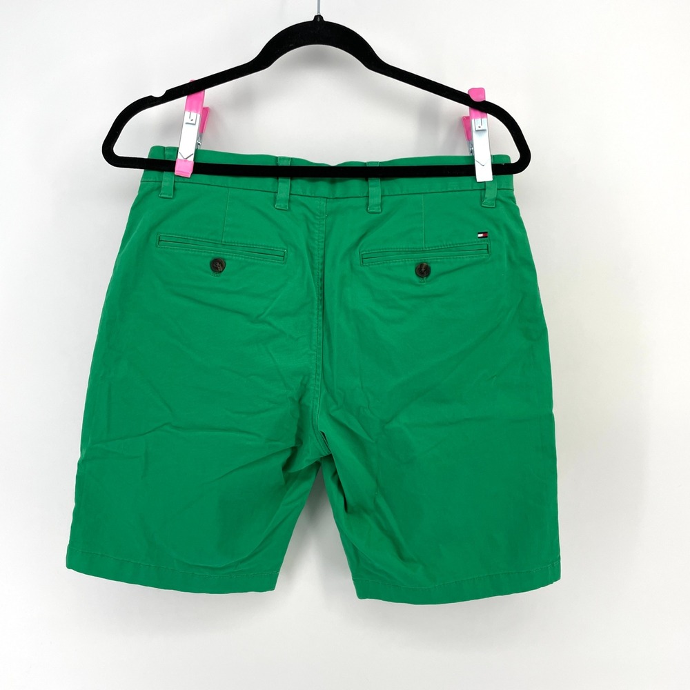 Tommy Hilfiger Mens Side Stripe Green Chino Shorts Size 29 Nautical Preppy - Picture 3 of 10